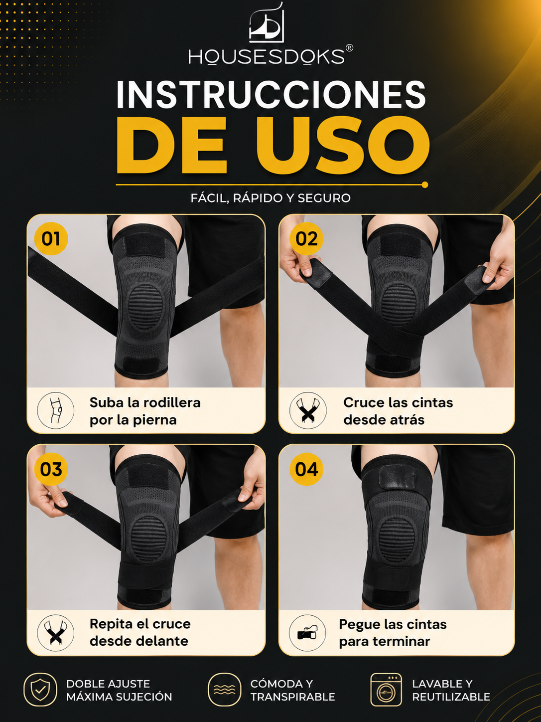 Rodilleras ajustables con doble ajuste – Pack de 2